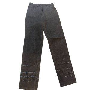 Christine Phillipe Womens Jeans Skinny Leg Beaded Detail at Bottom Black Size 6